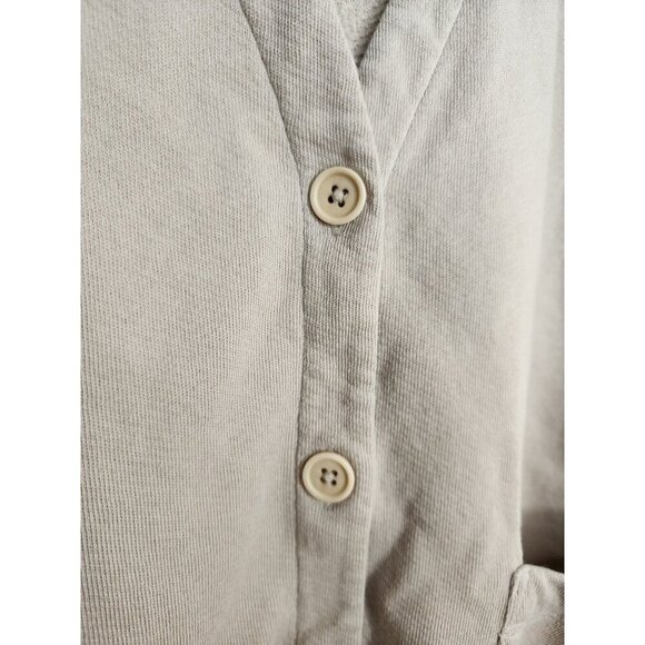 Eileen Fisher Organic Cotton Button Front Cardigan Tan Raw Hem Size Medium - Picture 4 of 5